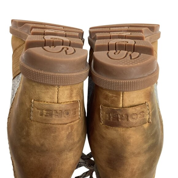 Sorel Lexie Wedge Womens 9.5 Felt Leather Ankle Boots Waterproof Lace-Up  NL 337 - Picture 12 of 14